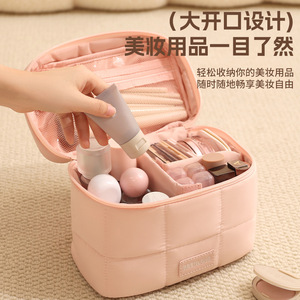 Sac de maquillage Beilian, grande capacité, étanche, rose clair, beige, bleu, pochette de rangement portable pour les voyages - Product Image 2