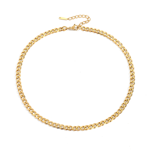 Collana a catena cubana in acciaio inossidabile placcato oro 14K 316L 4MM di larghezza 38cm di lunghezza semplice <span class=keywords><strong>gioielli</strong></span> eleganti per matrimoni regali - Product Image 1