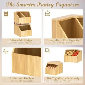 Caja de almacenamiento de madera para escritorio, caja de almacenamiento de frutas y verduras para cocina, caja de almacenamiento apilable para refrigerios, caja de almacenamiento de madera maciza - Product Image 2