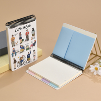 Cuaderno Espiral de Tapa Dura con Hojas Sueltas A5, 100 Hojas, Diseño de Personajes de Dibujos Animados, Estilo de Vida Lindo, Diario con Líneas para Estudiantes Escolares