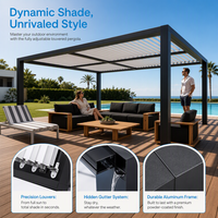 Pergola en aluminium à toit ouvrant motorisé et réglable, fixation murale, imperméable, pour extérieur
