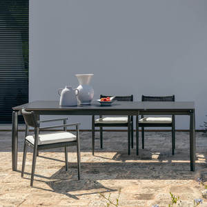 Silla de Comedor para Exteriores, <span class=keywords><strong>Mesa</strong></span> Rectangular Sin Vidrio, Muebles de Patio, Silla de Mimbre, Junto a la Piscina - Product Image 3
