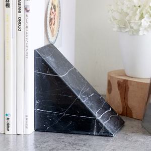 SAIDKOCC Mármol natural Negro Marquina Columna Sujetalibros Oficina moderna Villa Biblioteca Piedra Libro Divisores para celebraciones <span class=keywords><strong>de</strong></span> cumpleaños - Product Image 5