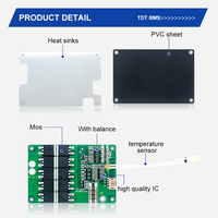 Batería LiFePO4 TDT TDT-8066-4s 4S 12.8V 40A 160A con BMS PCBA, Termostato de Equilibrio, 78.5x52.5x8.5mm, 1 oz de Cobre para Bicicleta Eléctrica