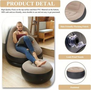 Sillón Inflable con Bomba de Aire Doméstica, Sofá Cama para Sala de Estar, Dormitorio, Viajes al Aire Libre, Campamento, Picnic - Product Image 6
