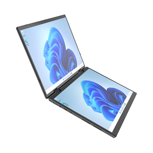 Nuovo PC Portatile 2-in-1 con Doppio Schermo Touch da 14 Pollici, Intel N100 Quad-Core, 8GB RAM, 256GB SSD, Windows 11, Uso Aziendale, IPS, Metallo - Product Image 1