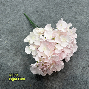 Flores Artificiales de Hortensia de Bajo Costo, 5 Cabezas, Color Blanco, Rosa Claro, Azul y Verde, Sin Hojas, para Decoración de Bodas y Eventos - Product Image 3