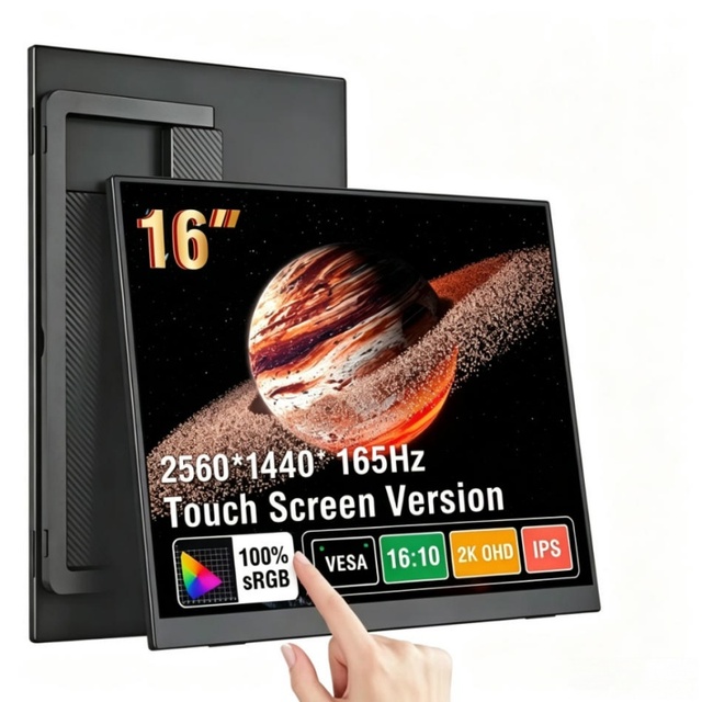 16 Inch 165Hz 3ms 16 Inch IPS Portable Gaming Monitor QHD HDR Ultra-Slim Travel External Second PC Compatible Built-in
