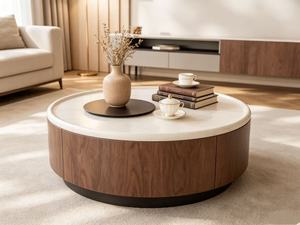 โต๊ะกาแฟไม้ทรงกลมทันสมัยพร้อมที่เก็บของ เฟอร์นิเจอร์ห้องนั่งเล่น - Product Image 2