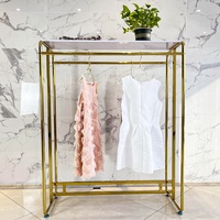 Table de Présentation Commerciale Design Moderne en Métal Doré Brillant, Présentoirs à Vêtements Dorés pour Magasin de Vêtements