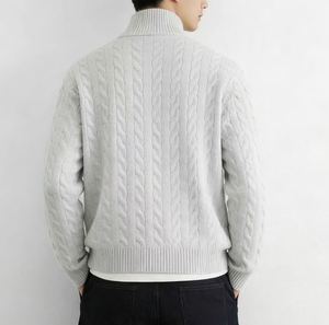 <span class=keywords><strong>Pull</strong></span> en maille à col roulé, style décontracté vintage, épais, à demi-zip, manches longues, vente en gros à prix réduit - Product Image 4