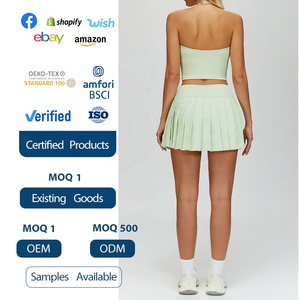 ชุดเซ็ท 2 ชิ้น เสื้อครอปทรงสปอร์ต<span class=keywords><strong>แบบ</strong></span>ผูกคอ ไซส์ใหญ่ ไม่มีโลโก้ สำหรับผู้หญิง พร้อมกางเกงขาสั้นทรงกระโปรงสำหรับเล่นเทนนิส  ชุดออกกำลังกาย ชุดกีฬา XIANDA OEM รับผลิตตาม<span class=keywords><strong>แบบ</strong></span> - Product Image 3