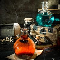 Bouteilles de potion en verre de 100 ml, 150 ml, 250 ml avec bouchon rond en liège, grande capsule en verre sphérique pour accessoires de sorcière d'Halloween