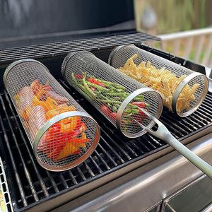 Parrilla de <span class=keywords><strong>barbacoa</strong></span> multifuncional para exteriores con cesta de ahumado, tambor giratorio y cesta metálica de rejilla - Product Image 1