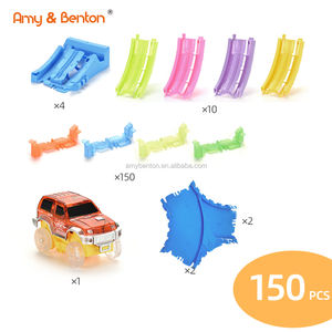 Venta caliente nueva madre juguetes luminosa <span class=keywords><strong>pistas</strong></span> de <span class=keywords><strong>coches</strong></span> juguetes 180 piezas niños ranura coche pista Flexible pista de carreras de coche para niños - Product Image 4