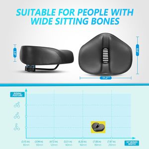 Asiento de Bicicleta Cómodo e Impermeable sin Puente Nasal para Hombres y Mujeres, Sillín Ancho con Espuma Viscoelástica y Ventilación para Bicicletas Eléctricas Urbanas - Product Image 3