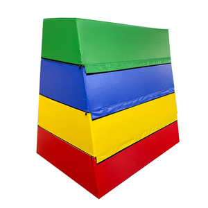 Kotak Vaulting lembut senam anak-anak peralatan senam matras biru tempat bermain multifungsi tikar <span class=keywords><strong>4</strong></span> tingkat kotak lompat kulit PU - Product Image 4