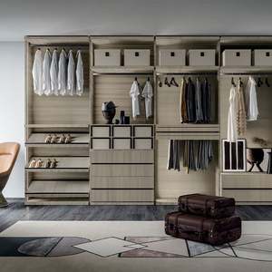 Armoire de chambre à coucher moderne en bois avec éclairage LED, extensible, meubles d'appartement personnalisés pour placard de maison - Product Image 1