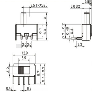 Ss12f23 SS-12F23 spdt 1p2t chuyển đổi chuyển đổi công tắc trượt 5pin 3 + 2 90 độ Xử lý chiều dài 4 mét - Product Image 4