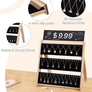 Wooden Three Tier Jewelry Display Rack Solid Wood <b>Desktop</b> Stand For Pendant Bracelet Earring Storage Organizer <b>Shelf</b> - Product Image 2
