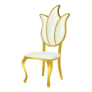 Mobili personalizzati in acciaio inossidabile lussuosi a forma di foglia calda oro banchetto sedie da sposa bianco - Product Image 1