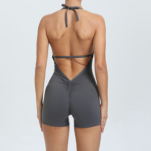 Tight Peach Butt Bodysuit High Elastic <strong>One</strong> <strong>Piece</strong> Fitness Sports Yoga Sleeveless Jumpsuit Women