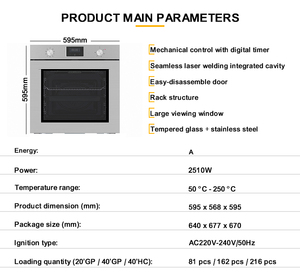 Built-In Stainless Steel Convection Oven Single Recessed Oven for Home Simple Electronic Design - Product Image 2