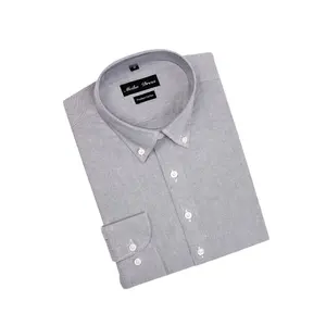 Moisture Wicking 100% Cotton Button Down Shirts Custom Pattern Gray Shirts for Man