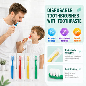 Spazzolino da Denti Monouso Senza BPA con Dentifricio, Colore Personalizzato OEM, Confezionato Singolarmente per Viaggi e Hotel - Product Image 6