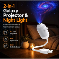 Projecteur LED USB Galaxy 2 en 1 360° ° Lampe d'ambiance réglable ciel étoilé pour voiture, chambre, plafond, mur
