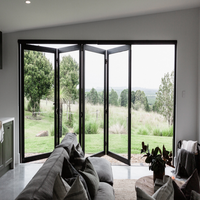 Porte pliante moderne en verre et aluminium à rupture de pont thermique, étanche, insonorisée, coupe-vent et résistante aux impacts d'ouragan pour chambre d'hôtel