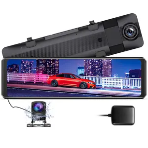 2K 10'' Touch Screen Driving Recorder Rear View Mirror Car Black Box Dashcam GPS Navigation Rearview Mirror Car DVR Camera