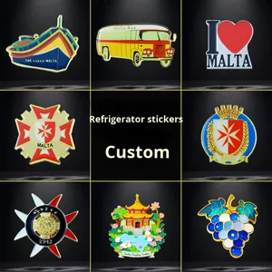 Imanes de nevera metálicos personalizados estilo arena líquida, con diseño de dibujos animados de ciudades, moneda conmemorativa creativa, imán de succión DIY, lugar turístico de China - Product Image 2