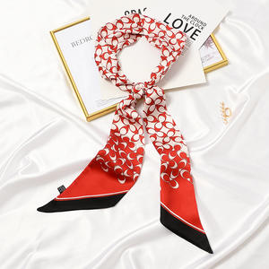 Écharpe longue et fine multi-usage pour femme – Idéale pour cheveux, cou et sac – Écharpe étroite en polyester respirante à motifs de feuilles et de pois - Product Image 5