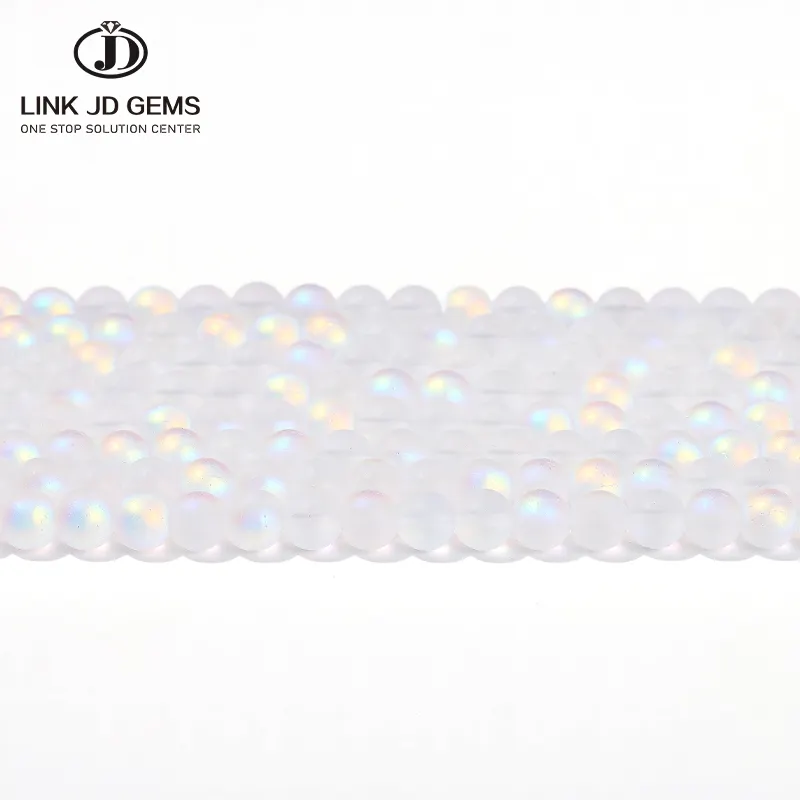 JD Großhandel 4 6 8 10mm Glänzende Glas perle AB Bunte Frost Transparente Lose Abstands perle Für die Schmuck herstellung