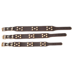 Small Medium Large <strong>Dog</strong> Luxury Premium Leather <strong>Collar</strong> in Brown <strong>Red</strong> Natural Cowhide Personalized Metal Rivets Ribbon Decorations - Product Image 5