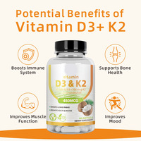 Gélules HDK Vitamine D3 K2 10000 UI avec 200 mcg MK-7 Huile de Coco Soutien Osseux et Immunitaire OEM ODM Marque Privée