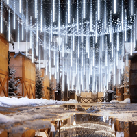 Guirlandes LED de Noël effet pluie de météores IP44 multicolores 30CM 50CM 80CM, 8/10 tubes, pour extérieur