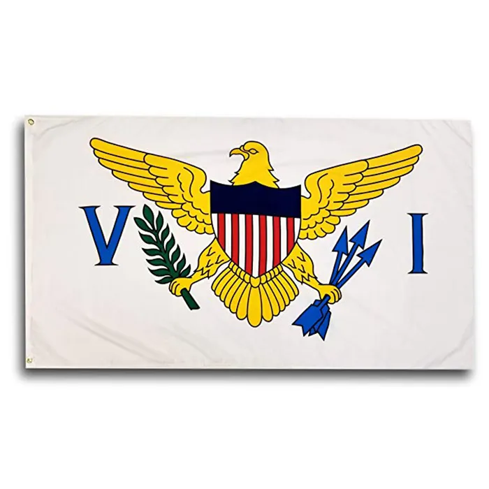 ארה"ב בתולה איי דגל באנר עם שתי לולאות פליז 100% פוליאסטר חומר, 3x5 דגל של ארה"ב איי בתולה