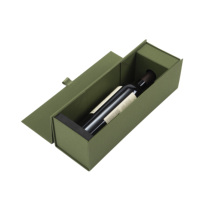 Boîte d'emballage cadeau de bouteille de vin unique de luxe à rabat magnétique pliable de haute qualité stratification mate en relief pour whisky Soda