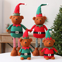 Nouvelle figurine en peluche d'elfe rétractable rouge et verte, poupée ours en peluche à pattes extensibles, décoration de table de Noël et cadeau de fêtes