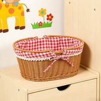 Panier de courses portable, durable, multifonctionnel, flexible, rustique en rotin PP avec poignées pour le rangement des fruits, légumes et jouets 27X32X14CM