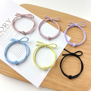Élastique à cheveux simple en nylon avec nœud, pour femmes, usage quotidien, style minimaliste coloré - Product Image 1
