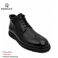 Bottes Brogue pour Hommes en Cuir Véritable de Veau, à Lacets Perforés Style Wingtip, Classiques, Habillées et Décontractées, Bottines à Semelle Intermédiaire en Bois Robuste