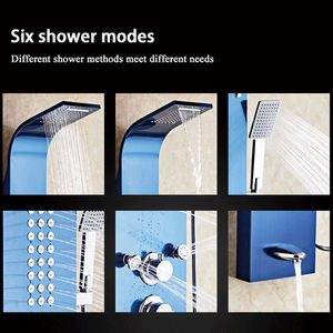 Columna de Ducha Termostática Multifunción de Acero Inoxidable Pulido Dorado con Chorros de Lluvia a Presión y <span class=keywords><strong>Spa</strong></span>, Montada en la Pared - Product Image 4