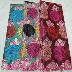 Bestway <span class=keywords><strong>Africain</strong></span> Multicolore Soluble Dans L'eau Cordon Guipure <span class=keywords><strong>Dentelle</strong></span> Tissu Motif Floral Suisse Voile pour Robe De Mariée Nigériane - Product Image 6
