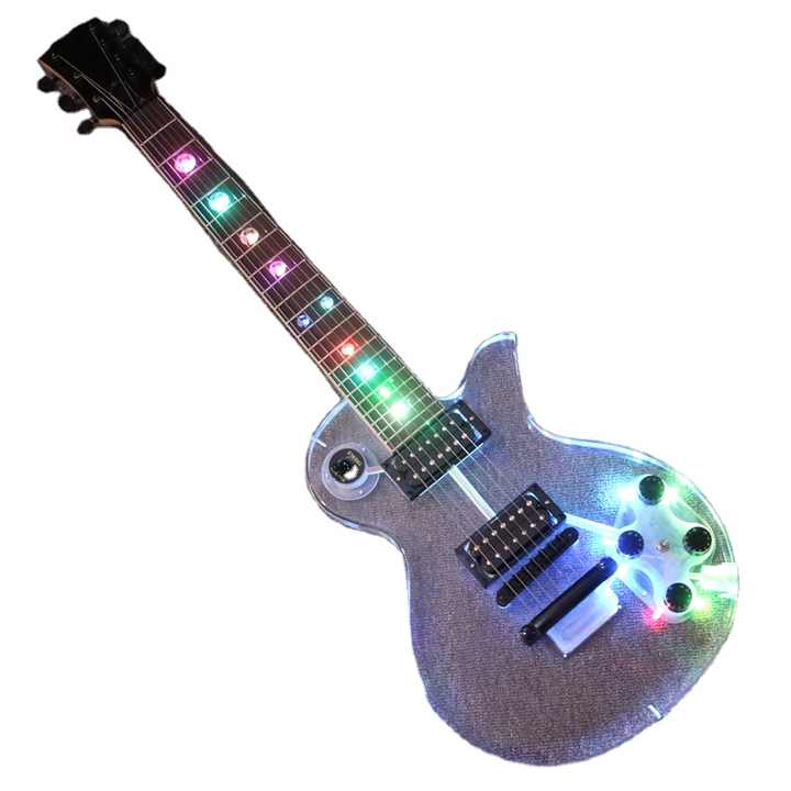 Afanti Musicアクリルボディ7弦エレキギター、LEDライト交換付き (PAG 