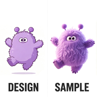 Peluche Monstre Violet Moelleux ODM avec Antennes Dansantes, Poupée en Peluche Personnalisée de Créature de Dessin Animé pour Fans d'Anime