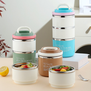 Insulated Lunch Box Set Vacuum Sealed Portable <b>Soup</b> <b>Container</b> For Office Student Meals Mini Size Cylinder Shape - Product Image 4