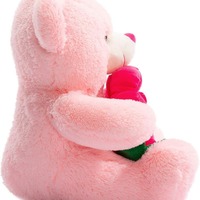 Nouveau design 100% recycler la farce en peluche rose blanc étreignant Rose fleur doux ours en peluche pour cadeau de saint valentin